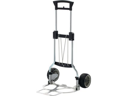Skladací vozík (Farba Skladacia rúrková oceľ, pochrómovaný hliník, Veľkosť Výška 1120 mm Dĺžka vedra 420 mm Šírka lyžice 495 mm Nosnosť 100 kg)