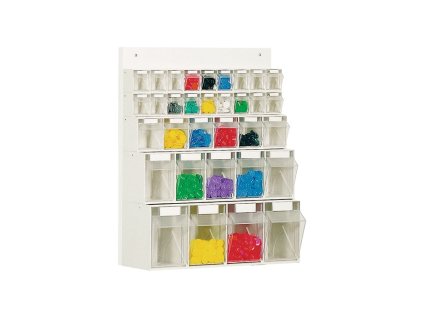 Priehľadný zásobník H684xW600xD185mm 18 x A, 6 x B, 5 x C, 4 x D plast biely LOCKWEILER (Farba H684xŠ600xD185mm, Veľkosť 18 x A, 6 x B, 5 x C, 4 x D Plast biely)