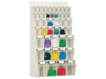 Priehľadný zásobník H960xŠ600xD185mm 18 x A, 12 x B, 10 x C, 4 x D biely plast LOCKWEILER (Farba H960xŠ600xD185mm, Veľkosť 18 x A, 12 x B, 10 x C, 4 x D Plast biely)