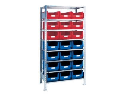 Zásuvné regály (Farba H2000xW1000xD500mm Prídavné regály, Veľkosť 8 oceľových políc 12 x MK2 modrá, 9 x MK2 červená)