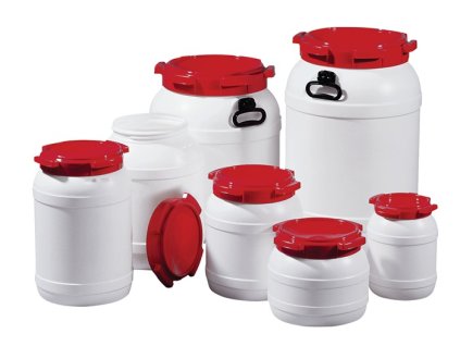 Sudy (Farba 42,0 l PE biely s červeným vekom, Veľkosť s 2 držadlami na prenášanie Plniaci otvor-Ø 282 mm)