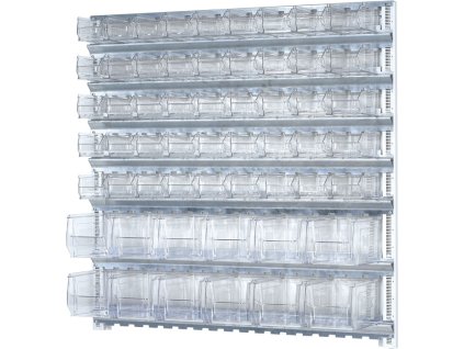 Nástenné lišty (Farba H1000xŠ1010mm pozinkovaná oceľ, Veľkosť s otvorenými úložnými boxmi 45 x MK5, 12 x MK4 priehľadný)