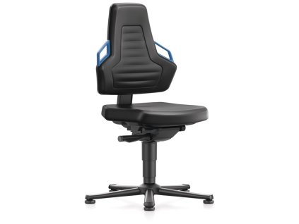 Priemyselné otočné stoličky (Farba Podlahové klzáky Farba rukoväte modrá, Veľkosť Čalúnenie zo syntetickej kože čiernej farby 450-600 mm)