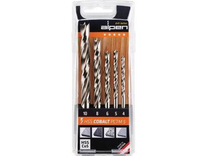 Sada špirálových vrtákov do dreva PCTM 5-dielna Ø 4, 5, 6, 8, 10 mm (Farba 5-dielny, Veľkosť Ø 4, 5, 6, 8, 10 mm)