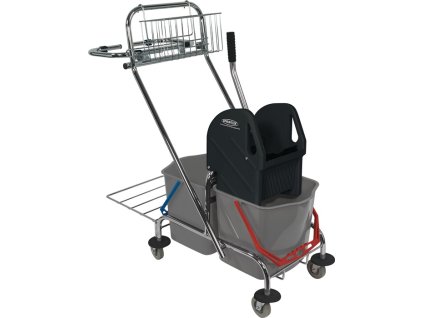 Čistiaci vozík vedro 2 x 17 l, lis, úložný kôš z rúrkovej ocele SPRINTUS (Farba Vedro 2 x 17 l, lis, úložný kôš, Veľkosť Oceľová rúra)