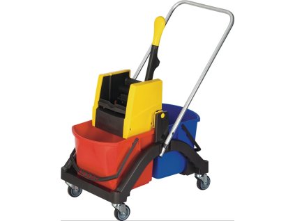 Súprava čistiaceho vozíka vedro 2x17 l lis/rukoväť/držiak/5 mopov plast VERMOP (Farba Vedro 2x17 l lis/rukoväť/držiak/5 mopov, Veľkosť plast)