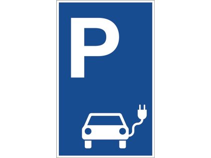 Označenie parkovacieho miesta Parkovacie miesto pre elektrické vozidlá L400xŠ250 mm hliník modrá/biela (Farba Parkovisko pre elektrické vozidlá, Veľkosť D400xŠ250 mm Hliník modrá/biela)
