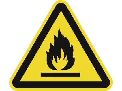 Výstražná značka ASR A1.3/DIN EN ISO 7010 200 mm Výstraha pre horľavé látky (Farba 200 mm, Veľkosť Výstraha pred horľavými látkami Fólia)