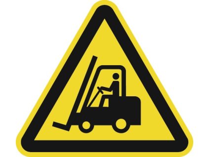 Výstražná značka ASR A1.3/DIN EN ISO 7010 200 mm Výstraha pred priemyselnými vozíkmi (Farba 200 mm, Veľkosť Varovanie pred priemyselnými nákladnými vozidlami Fólia)