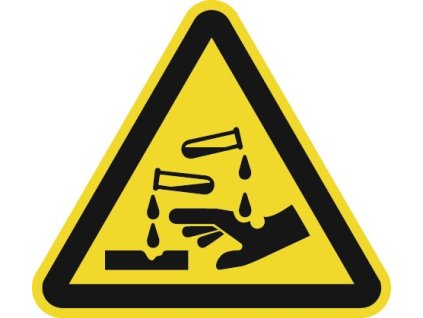 Výstražná značka ASR A1.3/DIN EN ISO 7010 200 mm Žieravé látky Fólia (Farba 200 mm, Veľkosť Žieravé látky Fólia)