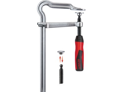 Celonerezová skrutková svorka OMEGA Upínacia šírka 600 mm hĺbka hrdla 120 mm 2-zložková rukoväť (Farba Rozpätie 600 mm hĺbka hrdla 120 mm, Veľkosť 2-zložková rukoväť)