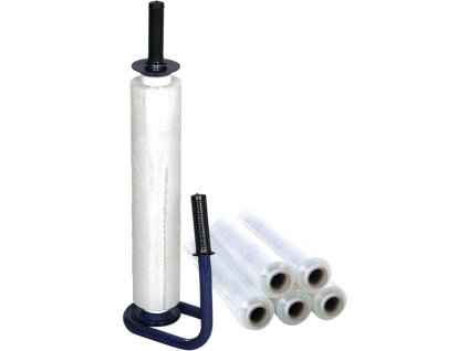 Štandardná súprava stretch fólie L300 m x Š450 mm 20 µm transparentná s 1 dávkovačom a 6 kotúčmi (Farba D300 m x Š450 mm 20 µm priehľadný, Veľkosť s 1 dávkovačom a 6 rolkami)