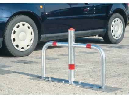 Uzamykateľný držiak Výška nad podlahou 500 mm strieborný, s červenými reflexnými pruhmi Ø 60/40 mm s profilovým valcom URBANUS (Farba Výška nad podlahou 500 mm, Veľkosť strieborná, s červenými reflexnými pruhmi Ø 60/40 mm s profilovým valcom)