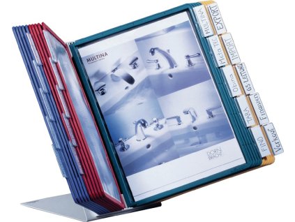 Stolový stojan (Farba Oceľový plech svetlosivý, RAL 7035, Veľkosť 10 zobrazovacích tabúľ DIN A4 s profilovým rámom)