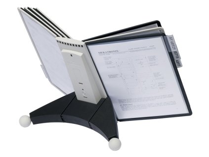 Stolový stojan (Farba Plast čierna/sivá, Veľkosť 10 zobrazovacích tabúľ DIN A4 s profilovým rámom)