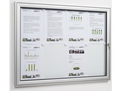 Rám výkladnej skrine s výklopnými dverami hranatý na vnútorné použitie WSM (Farba 8 x DIN A4 Š930xV680 mm, Veľkosť Štvorcový rám na použitie v interiéri)