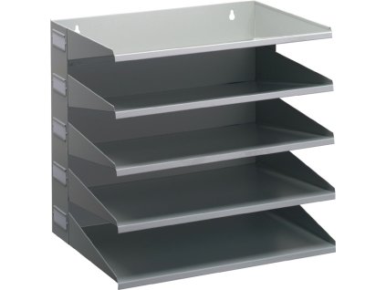 Triediace police/stanoviská (Farba 5 priehradiek, Veľkosť H330xW360xD250 mm Oceľový plech svetlosivý, RAL 7035)