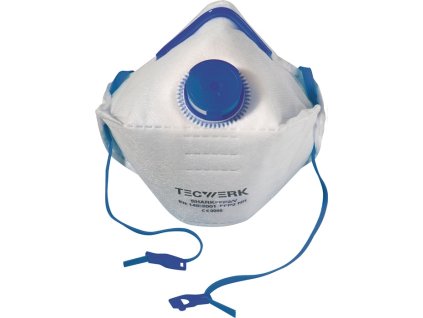 Respirátorová maska Shark FFP2/V D NR s výdychovým ventilom, skladacia 12 ks/balenie TECWERK (Farba FFP2/V D NR, Veľkosť s výdychovým ventilom, skladací  12 ks/KT)