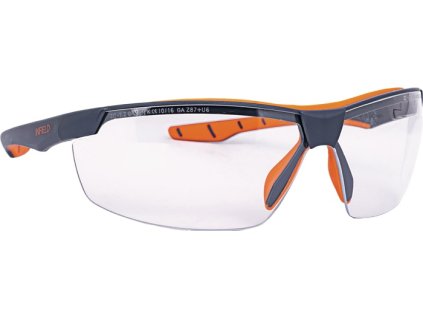 Bezpečnostné okuliare Flexor Plus EN 166 polykarbonát INFIELD SAFETY (Farba EN 166, Veľkosť Rám: tmavo sivo-oranžový Šošovka: číra polykarbonát)