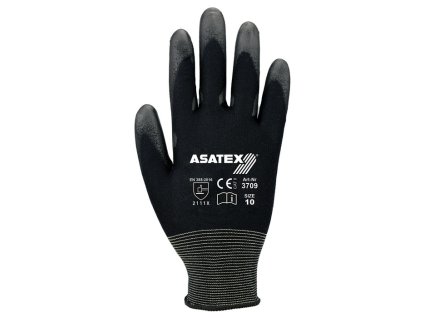Rukavice z polyamidu a mäkkého polyuretánu ASATEX (Farba Veľkosť 10 čierna, Veľkosť polyamid s mäkkým polyuretánom)