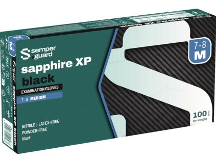 Jednorazové rukavice Semperguard® Sapphire XP čierny nitril EN 374, EN 455 PPE kategória III SEMPERMED (Farba Veľkosť XL čierna, Veľkosť Nitril EN 374, EN 455 Osobné ochranné prostriedky kategórie III 90 kusov / krabica)