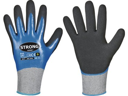 Rukavice proti porezaniu Delano EN 388 kategória PPE II 12 párov STRONGHAND (Farba Veľkosť 11 tmavomodrá/čierna, Veľkosť EN 388 kategória OOP II  12 párov)