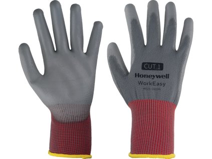 Rukavice Workeasy 13G GY PU 1 EN 388 PPE kategória II HONEYWELL (Farba Veľkosť 10 sivá/červená, Veľkosť EN 388 kategória OOP II)