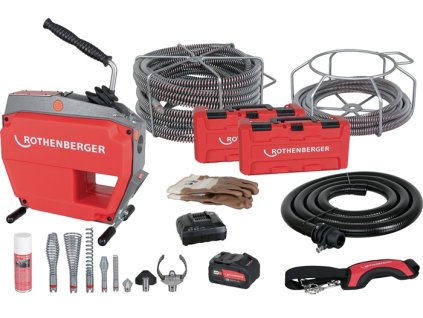 Akumulátorový stroj na čistenie rúr ROTHENBERGER (Farba pre rúry Ø 20-150 mm, Veľkosť 18 V 8 Ah 50,7 kg)