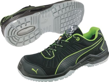 Bezpečnostná obuv Fuse TC Green Low S1P SRC ESD EN ISO 20345 mikrovlákno/sieťovina PUMA (Farba Veľkosť 46 W. 11 čierna/zelená, Veľkosť S1P SRC ESD EN ISO 20345 mikrovlákno/sieťovina)