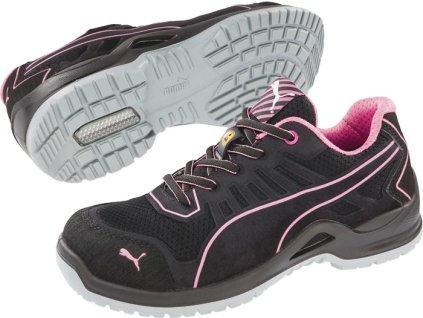 Dámska bezpečnostná obuv Fuse TC Pink Wns Low S1P SRC ESD EN ISO 20345 Mikrovlákno/sieťovina PUMA (Farba Veľkosť 41 W. F čierna/ružová, Veľkosť S1P SRC ESD EN ISO 20345 mikrovlákno/sieťovina)
