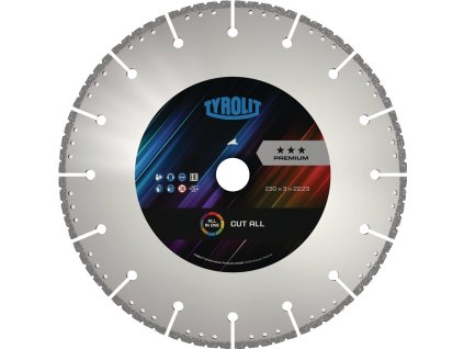 Diamantový rezný kotúč CUT-ALL TYROLIT (Farba UC3 Ø 230 mm, Veľkosť Otvor 22,23 mm Šírka rezu 3 mm)