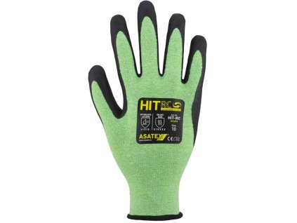 Rukavice z jemného úpletu HIT-RC EN 388/EN 407/EN ISO 21420 kategória PPE II ASATEX (Farba Veľkosť 9 zelená/čierna, Veľkosť EN 388/EN 407/EN ISO 21420 Osobné ochranné prostriedky kategórie II)