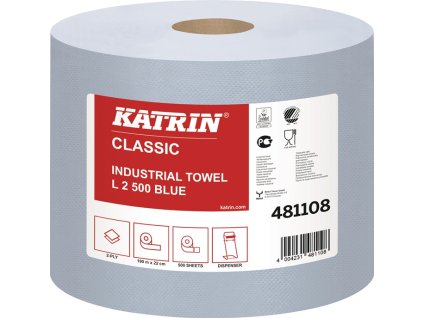Rolka čistiacej utierky Katrin Classic L 2 D.cca 360 mmxŠ.cca 220 mm modrá 2-vrstvová 2 RL/VE ELOS (Farba D.cca 360 mmxŠ.cca 220 mm, Veľkosť modrá 2-vrstvový 2 RL/VE)