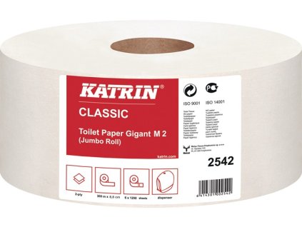 Toaletný papier Katrin Classic Gigant M2 2-vrstvový 6 RL a 1200 listov = 7200 listov KATRIN (Farba 2-vrstvový, Veľkosť 6 RL a 1200 listov = 7200 listov)