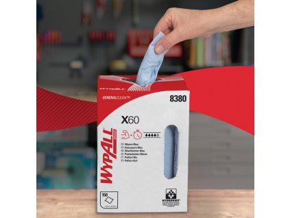 Čistiaca utierka WYPALL X 60 8380 D.cca 420 mmxŠ.cca 245 mm modrá 1-vrstvová, perforovaná, reliéfny kartón KIMBERLY-CLARK (Farba D.cca 420 mmxŠ.cca 245 mm, Veľkosť modrá 1-vrstvový, perforovaný, reliéfny Kartónová krabica)