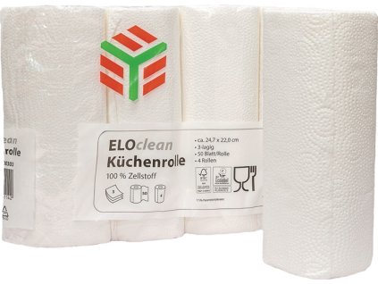 Kuchynská rolka ELOclean Plus D.cca 11 mxŠ.cca 220 mm žiarivo biela 3-vrstvová 4 rolky / PAK ELOS (Farba D.cca 11 mxŠ.cca 220 mm, Veľkosť žiarivo biely 3-vrstvový 4 rolky / PAK)