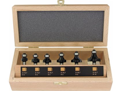 Súprava zaobľovacích fréz 973CT06A03 Karbidová stopka Ø 8 mm 6-dielna súprava (Farba Karbidová stopka Ø 8 mm, Veľkosť 6 kusov)