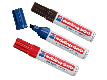 Permanentný popisovač 500 modrá Šírka linky 2-7 mm Klinový hrot (Farba modrá, Veľkosť Šírka čiary 2-7 mm Klinový hrot)