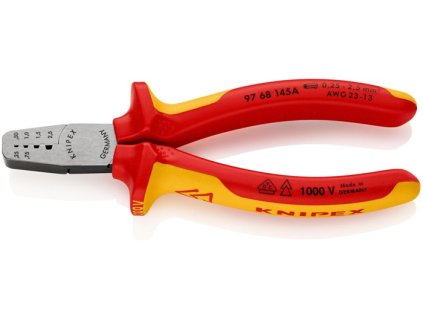 Kliešte na koncovky drôtu  Celková dĺžka 145 mm 0,25 - 2,5 (AWG 23 - 13) mm² leštené (Farba Celková dĺžka 145 mm, Veľkosť 0,25 - 2,5 (AWG 23 - 13) mm² leštené)