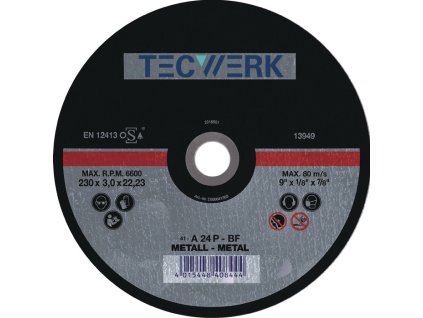 Rezný kotúč TECWERK (Farba D230x3mm rovný, Veľkosť oceľ Otvor 22,23 mm)