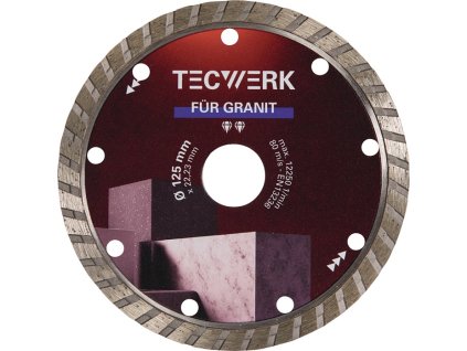 Diamantový rezný kotúč GRANIT uhlová brúska TECWERK (Farba Ø 230 mm Vŕtanie 22,23 mm, Veľkosť Výška segmentu 7 mm Hrúbka segmentu 2,6 mm Uhlová brúska)
