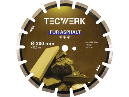 Diamantový rezný kotúč ASPHALT šírka segmentu 40 mm TECWERK (Farba Ø 400 mm Otvor 25,4 mm, Veľkosť Výška segmentu 10 mm Hrúbka segmentu 3,4 mm Šírka segmentu 40 mm)