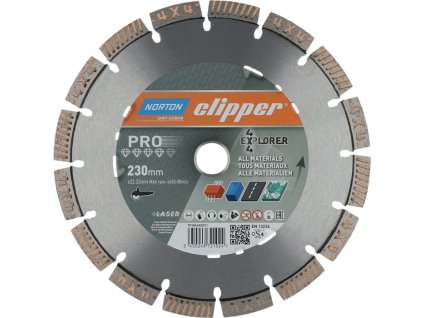 Diamantový rezný kotúč 4 x 4 Explorer NORTON CLIPPER (Farba Ø 230 mm Vŕtanie 22,23 mm, Veľkosť Šírka segmentu 2,5 mm Výška segmentu 12 mm)