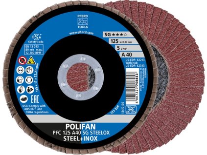 Lamelový kotúč PFERD TOOLS (Farba Ø 125 mm zrnitosť 40 kužeľová, Veľkosť INOX normálny korund)