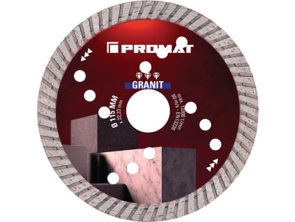Diamantový rezný kotúč GRANIT PRO výška segmentu 10 mm PROMAT (Farba Ø 350 mm Otvor 25,4 mm, Veľkosť Výška segmentu 10 mm)