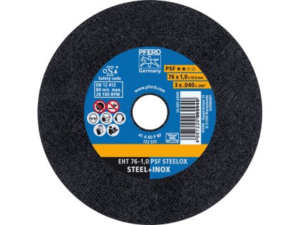 Rezný kotúč PFERD TOOLS (Farba Ø 76 mm hrúbka kotúča 1 mm rovná, Veľkosť Oxid hlinitý A Otvor 10 mm)