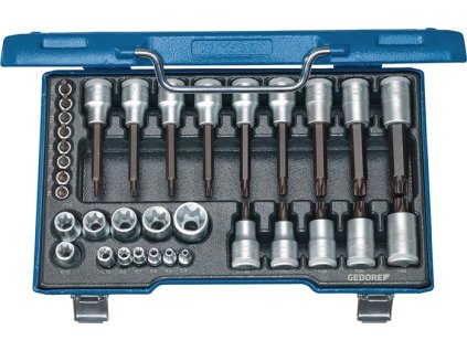 Sada nástrčných kľúčov 19 TX 20 34-dielny 1/4 + 1/2 ″ (Farba 34-dielny, Veľkosť 1/4 + 1/2 ″)