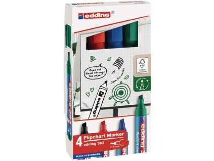Popisovač na flipchart 383 čierna/červená/modrá/zelená Šírka čiary 1-5 mm klinový hrot (Farba čierna/červená/modrá/zelená, Veľkosť Šírka vlasca 1-5 mm klinový hrot)