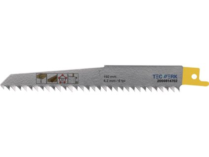 Pílový kotúč pre vratné píly  Dĺžka 150 mm Šírka 19 mm 4,2 mm Rozstup zubov TPI 6 HCS/CV (Farba Dĺžka 150 mm Šírka 19 mm 4,2 mm, Veľkosť Rozstup zubov TPI 6 HCS/CV)