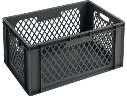 Prepravné stohovacie boxy/kontajnery (Farba L600xW400xH320mm, Veľkosť sivá PP priechodná rukoväť Perforované bočné steny)